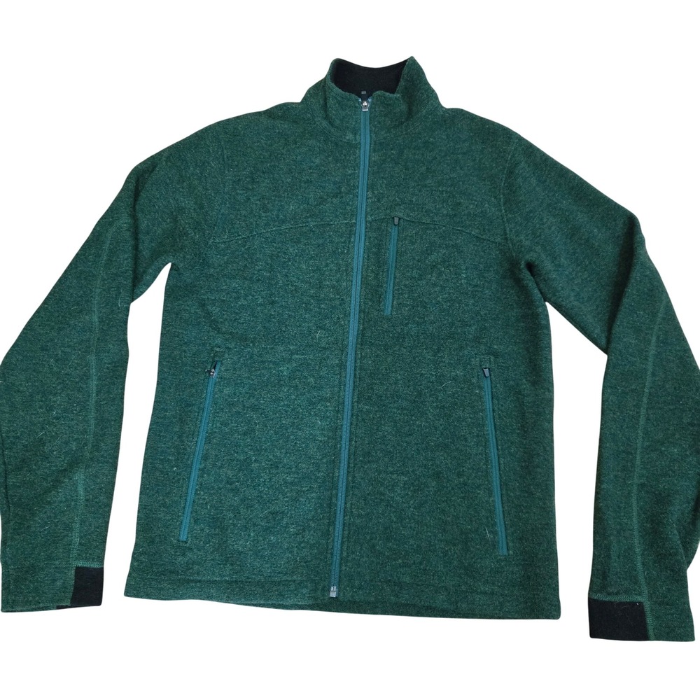 Ibex Merino Wool Jacket Mens M Green Full Zip Scout Jura Outdoor Layer Gorpcore